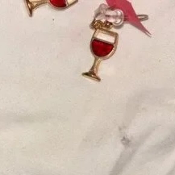 Nordstrom Gold Wine Glass Earrings Brass Beautiful NWOT - Picture 2 of 3